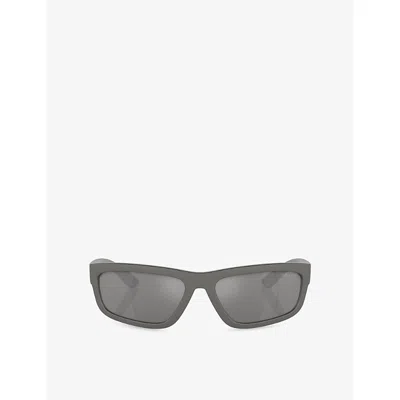Prada Womens Grey Ps 05zs Rectangular-frame Acetate Sunglasses In Gray