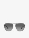 Prada Linea Rossa Womens Grey Ps 50ys Aviator Metal Sunglasses In Grey