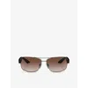 Prada Linea Rossa Womens Grey Ps 50zs Pillow-frame Metal Sunglasses In Grey
