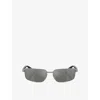 Prada Womens Grey Ps 50zs Rectangular-frame Metal Sunglasses In Gray