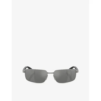 Prada Womens Grey Ps 50zs Rectangular-frame Metal Sunglasses In Gray
