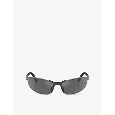 Prada Womens Grey Ps 55zs Irregular-frame Metal Sunglasses