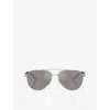 Prada Womens Grey Ps A52s Pilot-frame Metal Sunglasses