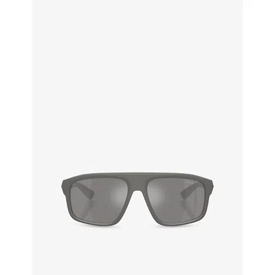 Prada Womens Grey Ps B02s Irregular-frame Injected Sunglasses In Gray