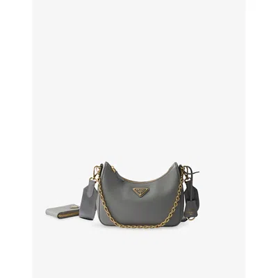Prada Womens Grey Re-edition 2005 Leather Cross-body Bag In Gray