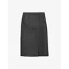Prada Womens Grey Rush Stitch Virgin-wool Knee-length Skirt In Gray