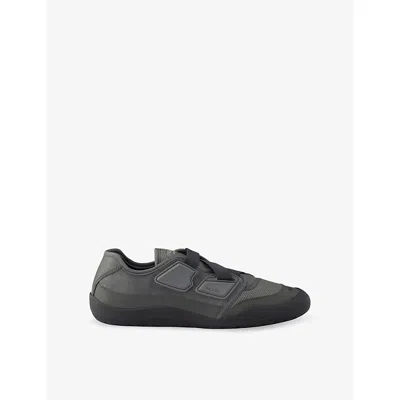 Prada Womens Grey Speedrock Leather And Mesh Trainers Eur 41.5 / 7.5 Uk In Gray