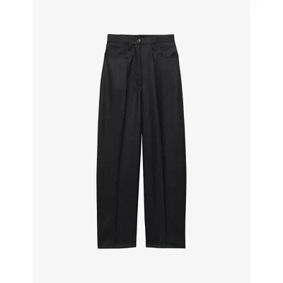 Prada Womens Grey Straight-leg Wool Flannel Trousers In Gray