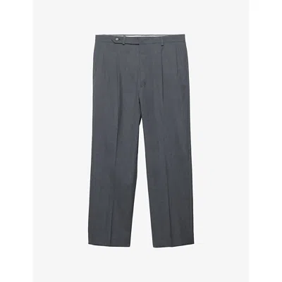 Prada Womens Grey Tailored Straight-leg Wool Trousers In Gray