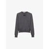 Prada Womens  Triangle Cut-out Round-neck Wool Jumper In Grey