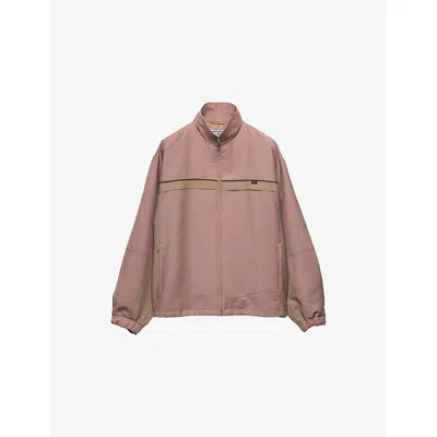 Prada Womens Light Blue Contrast-panel Oversized-fit Wool Jacket In Pink