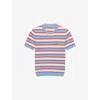 Prada Striped Short Sleeve Cotton Sweater