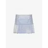 Prada Striped Poplin Mini Skirt In Light Blue