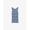 Prada Womens Light Blue Striped Sleeveless Stretch-cotton Knit Top