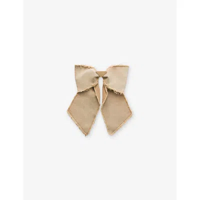 Prada Womens Neutral Brand-plaque Canvas Hair Clip