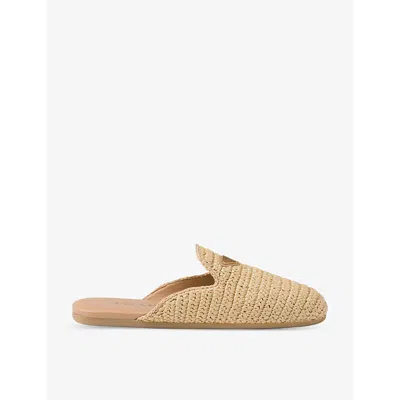 Prada Brand-plaque Chunky-sole Woven Mules In Beige Khaki