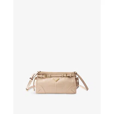 Prada Womens Neutral Brand-plaque Small Leather Shoulder Bag