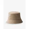 PRADA PRADA WOMENS NEUTRAL BRANDED WIDE-BRIM COTTON BUCKET HAT