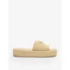 Prada Raffie Single-band Platform Slides In Neutral