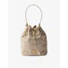 Prada Crystal-embellished Drawstring Bucket Bag In Neutral