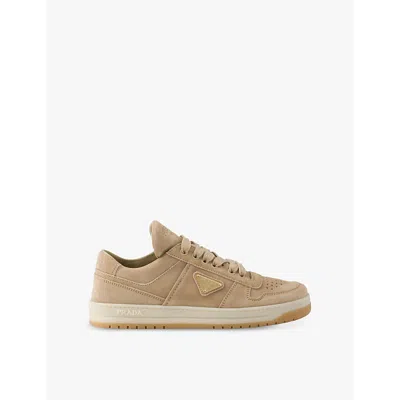 PRADA WOMENS PRADA DOWNTOWN BRAND-PLAQUE SUEDE LOW-TOP TRAINERS