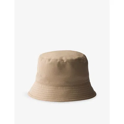 Prada Womens Neutral Drill Logo-embroidery Cotton Bucket Hat In Red
