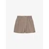 Prada Womens Neutral Elasticated-waistband Relaxed-fit High-rise Wool Shorts In Brown