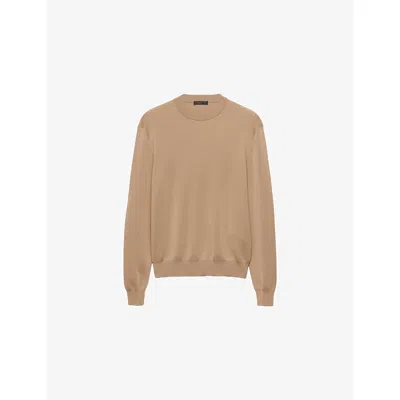Prada Womens Neutral Elbow-patch Regular-fit Cashmere Jumper