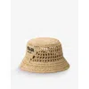 Prada Womens Neutral Embroidered Lettered-logo Crochet Bucket Hat In Neutral