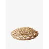 PRADA PRADA WOMENS NEUTRAL EMBROIDERED-LOGO GEOMETRIC-PATTERN CROCHET BERET