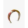 Prada Womens Neutral Floral-print Brand-plaque Recycled-polyamide Headband In Neutral