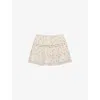 Prada Womens Neutral Floral-print Cotton And Linen Mini Skirt