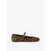 Prada Leopard-print Pony Hair Ballet Flats In Neutral