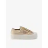Prada Womens Neutral Logo-appliqué Woven Platform Trainers Eur 38/5 Uk