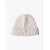 Prada Womens Neutral Logo-embellished Knitted Wool Beanie In White