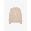 Prada Womens Neutral Logo-intarsia Cashmere And Wool-blend Sweater In Desert Yellow