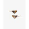 Prada Womens Neutral Logo-plaque Gold-toned Metal Hair Clips Set Of Two In Neutral