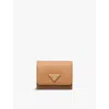 Prada Womens Neutral Logo-plaque Small Leather Wallet In Neutral