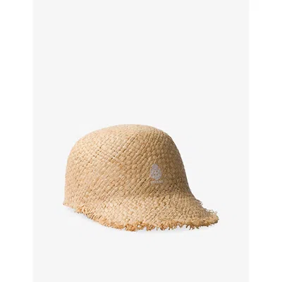 Prada Womens Neutral Logo-embellished Raffia Baseball Cap