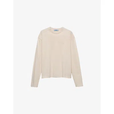 Prada Womens Neutral Long-sleeve Cotton-jersey T-shirt In White