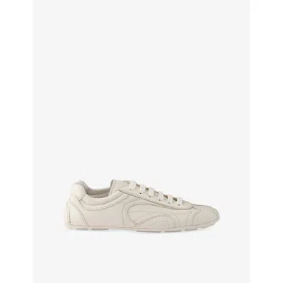 PRADA WOMENS NEUTRAL MONTECARLO LEATHER TRAINERS EUR 39.5 / 6.5 UK