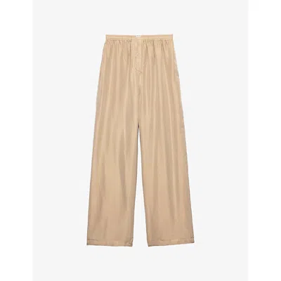 Prada Womens Neutral Old Silk Trousers In Brown