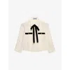 Prada Pleated Bow Cropped Blouse