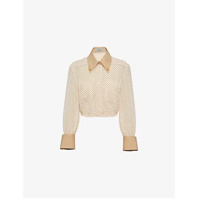 Prada Polka-dot Georgette Shirt In Neutral