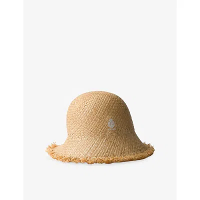 Prada Womens Neutral Raffia Adjustable Hat In Red