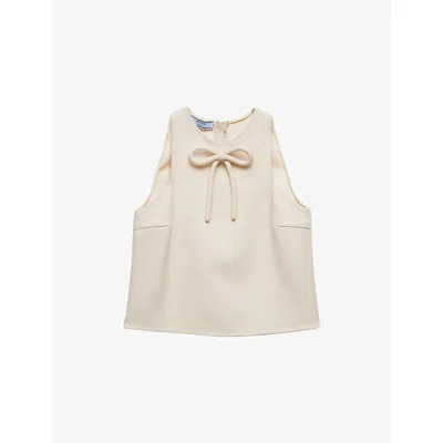 Prada Womens Neutral Sablè Compact Sleeveless Woven Top