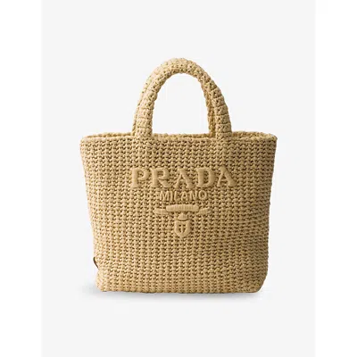 PRADA WOMENS NEUTRAL SMALL CROCHET TOTE BAG