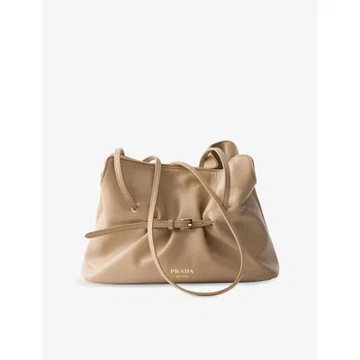 Prada Womens Neutral Small Dada Leather Shoulder Bag