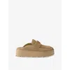 Prada Suede Flatform Mules In Neutral