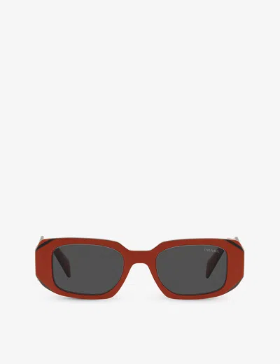 Prada Womens Orange Pr 17ws Rectangular-frame Acetate Sunglasses